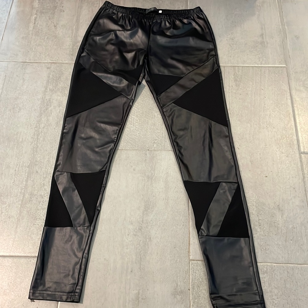 Koucla faux leather leggings with mesh inlay